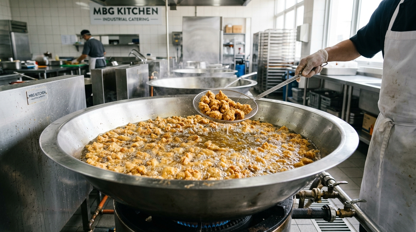 Efisiensi HPP pemakaian minyak goreng jernih yang tidak cepat hitam dengan menggunakan ayam potong segar bebas air dari Tricik Cengkareng di Dapur MBG