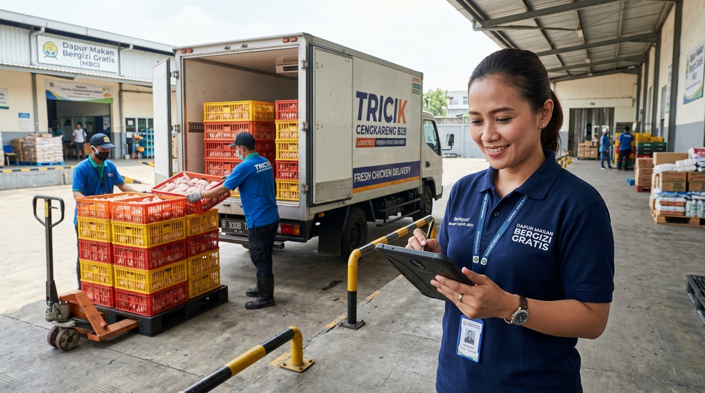 Pencapaian nilai Fill Rate pemenuhan pesanan 100% dari supplier B2B Tricik Cengkareng dalam audit kinerja pemasok Dapur MBG