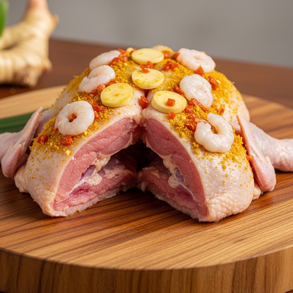 Karkas ayam utuh segar grade ukuran 0.8kg dari distributor Tricik Cengkareng yang dibelah sempurna untuk hidangan Ayam Bekakak Sunda restoran B2B