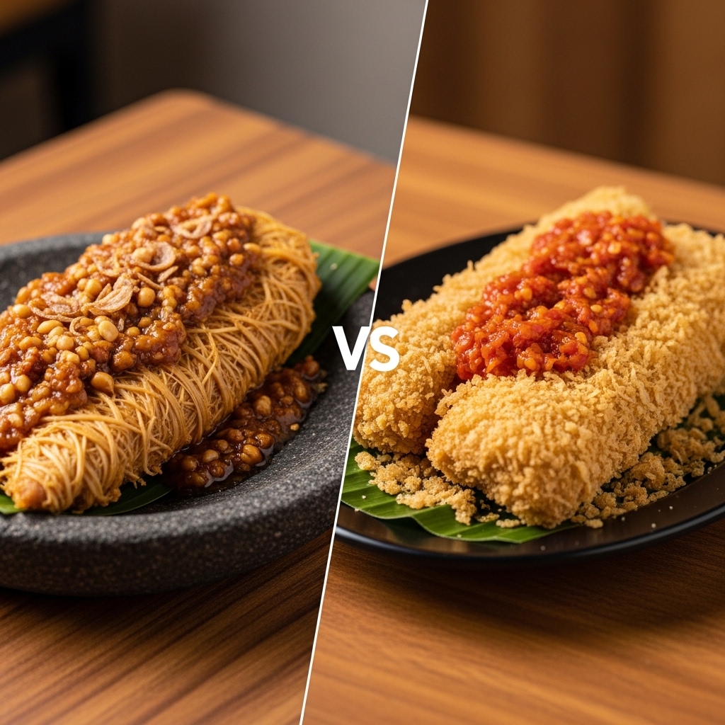 Perbedaan tekstur daging dada untuk ayam gepuk dan ayam geprek menggunakan bahan baku ayam potong segar Tricik Cengkareng