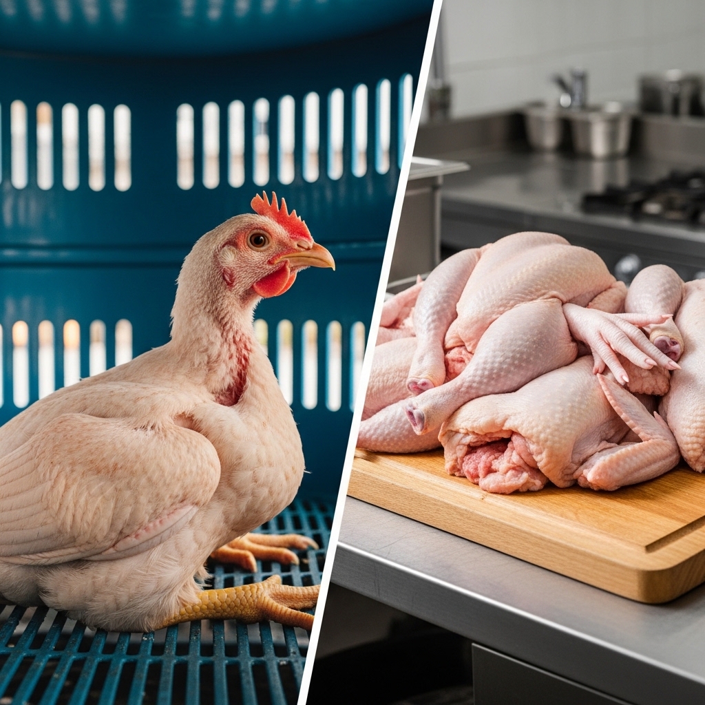 Perbandingan supplier ayam broiler hidup dan karkas bersih segar Tricik untuk efisiensi pedagang pasar dan restoran.