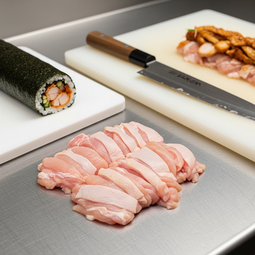 Daging boneless ayam mentah segar Tricik Cengkareng yang siap olah tanpa proses counter thawing untuk menjaga keamanan pangan restoran sushi B2B