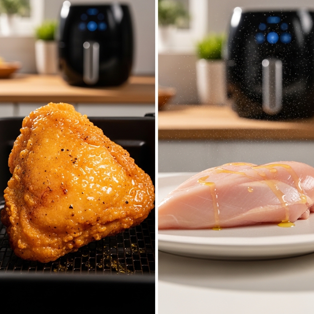 Perbandingan tekstur boneless dada dan paha ayam segar dari Tricik Cengkareng untuk hasil masakan air fryer yang tidak kering