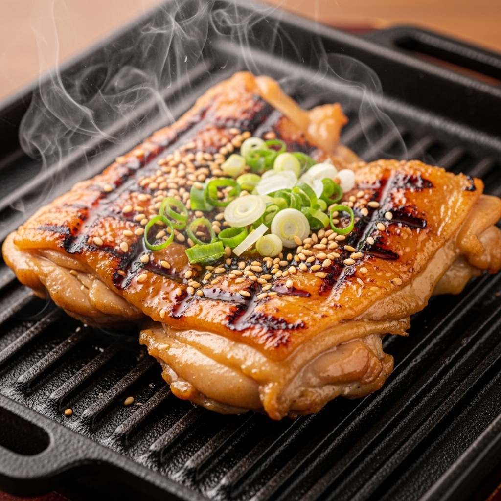 Bahan baku boneless paha kulit segar Tricik Cengkareng untuk membuat chicken teriyaki gurih autentik restoran Jepang.