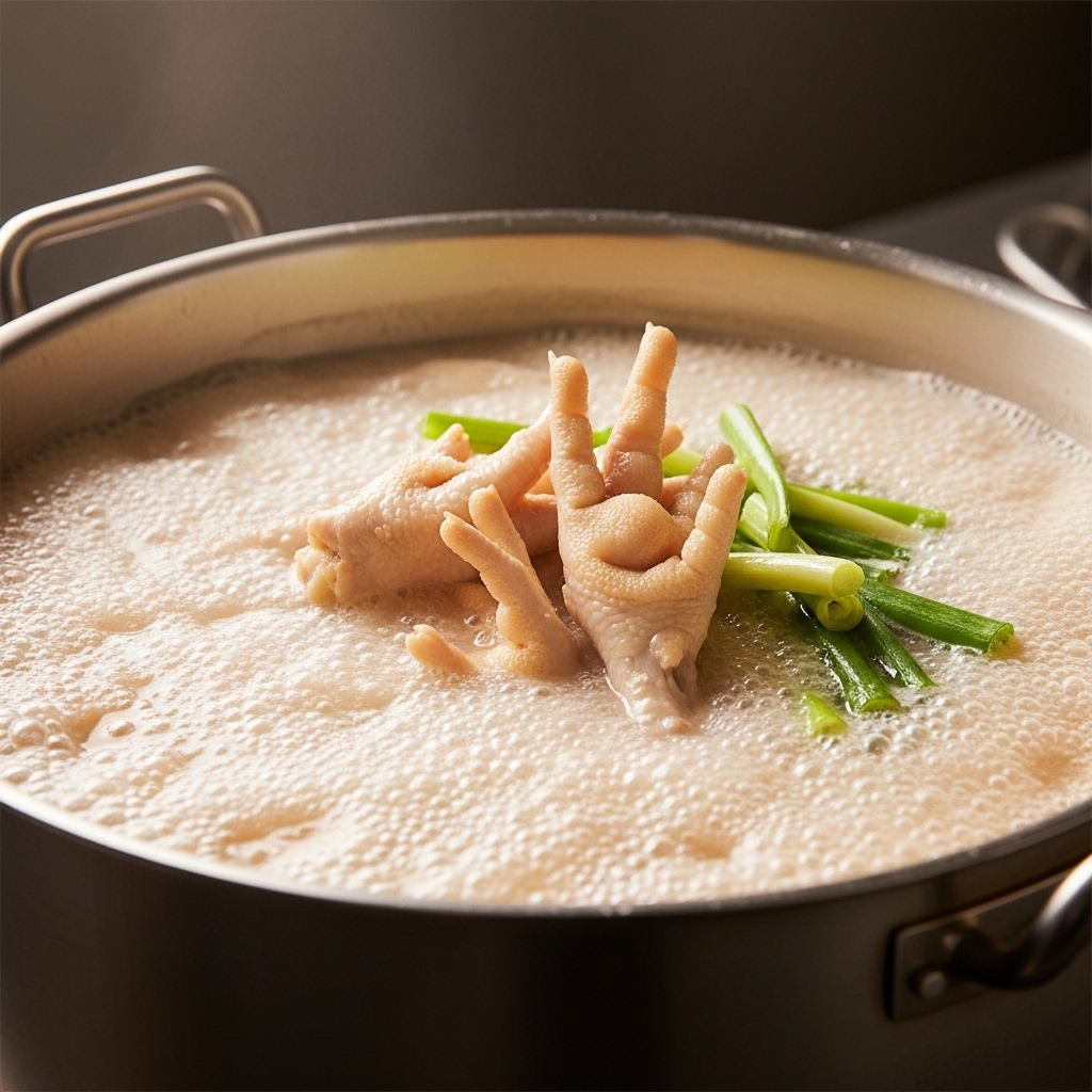 Supplier ceker ayam bersih kupas Tricik untuk efisiensi pembuatan kuah kaldu ramen paitan restoran.