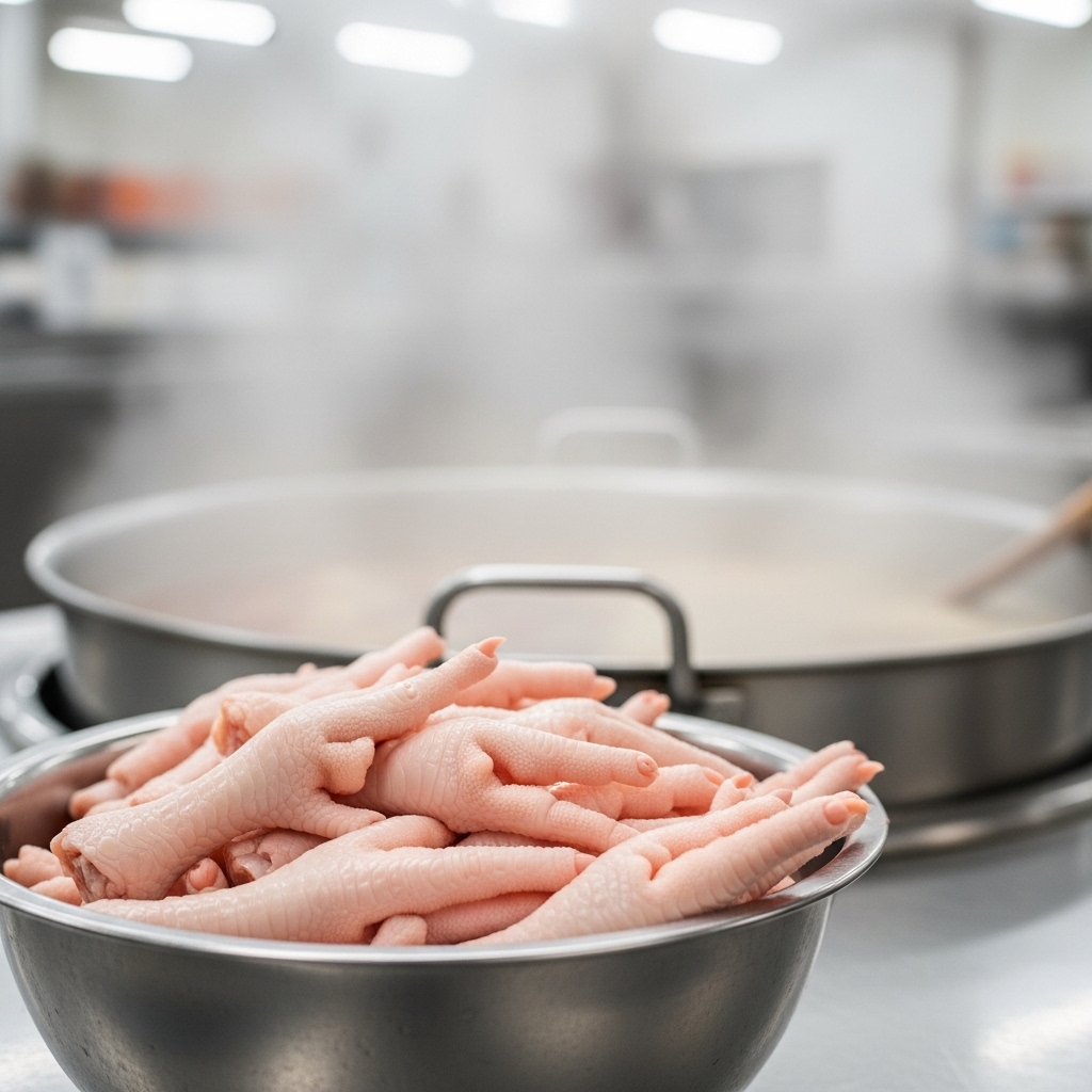 Ceker ayam bersih peeled segar tanpa kuku dari distributor Tricik Cengkareng untuk efisiensi waktu prep usaha soto dan seblak B2B