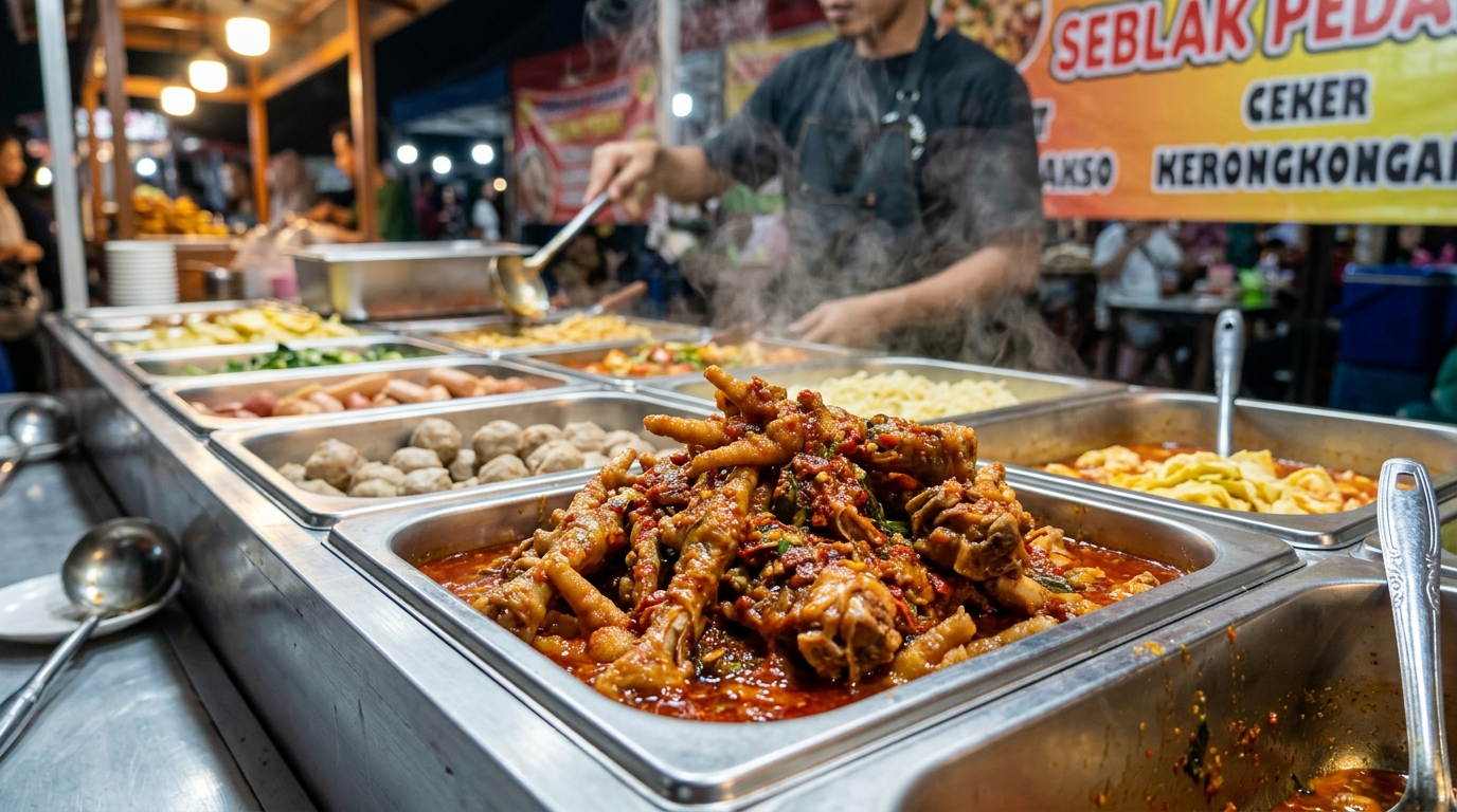 Grosir ceker dan kerongkongan ayam potong segar dari supplier B2B Tricik Cengkareng untuk topping warung seblak prasmanan