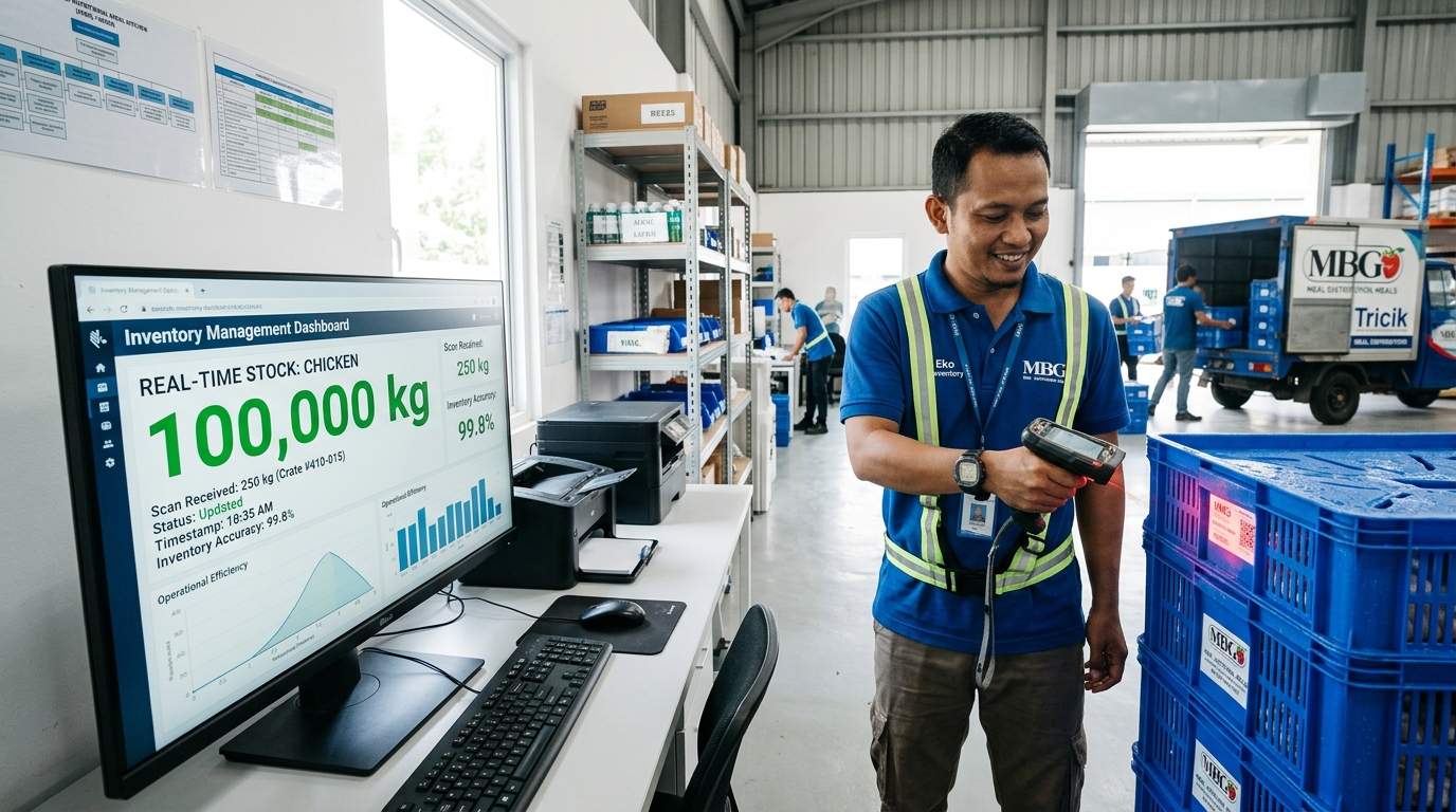 Implementasi sistem digitalisasi manajemen inventori (WMS) di Dapur MBG yang terintegrasi dengan pengiriman ayam segar harian dari Tricik Cengkareng