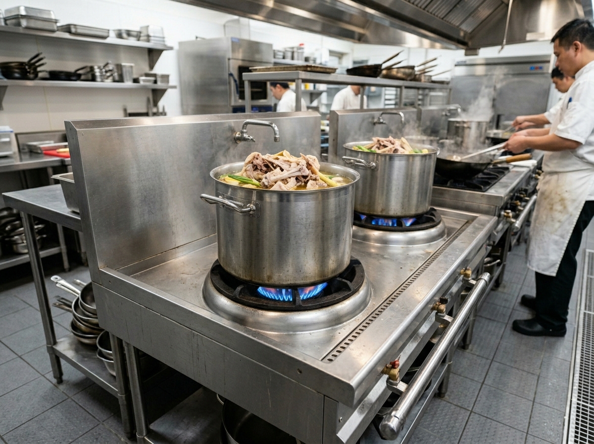 Efisiensi gas kompor restoran dengan merebus karkas ayam segar non-frozen dari supplier Tricik Cengkareng.