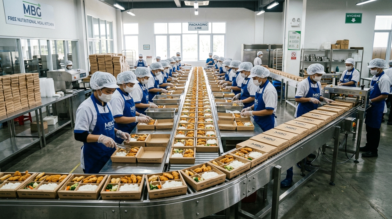 Kelancaran ergonomi perakitan kotak bekal MBG di assembly line berkat dimensi potongan ayam parting mesin presisi dari Tricik Cengkareng