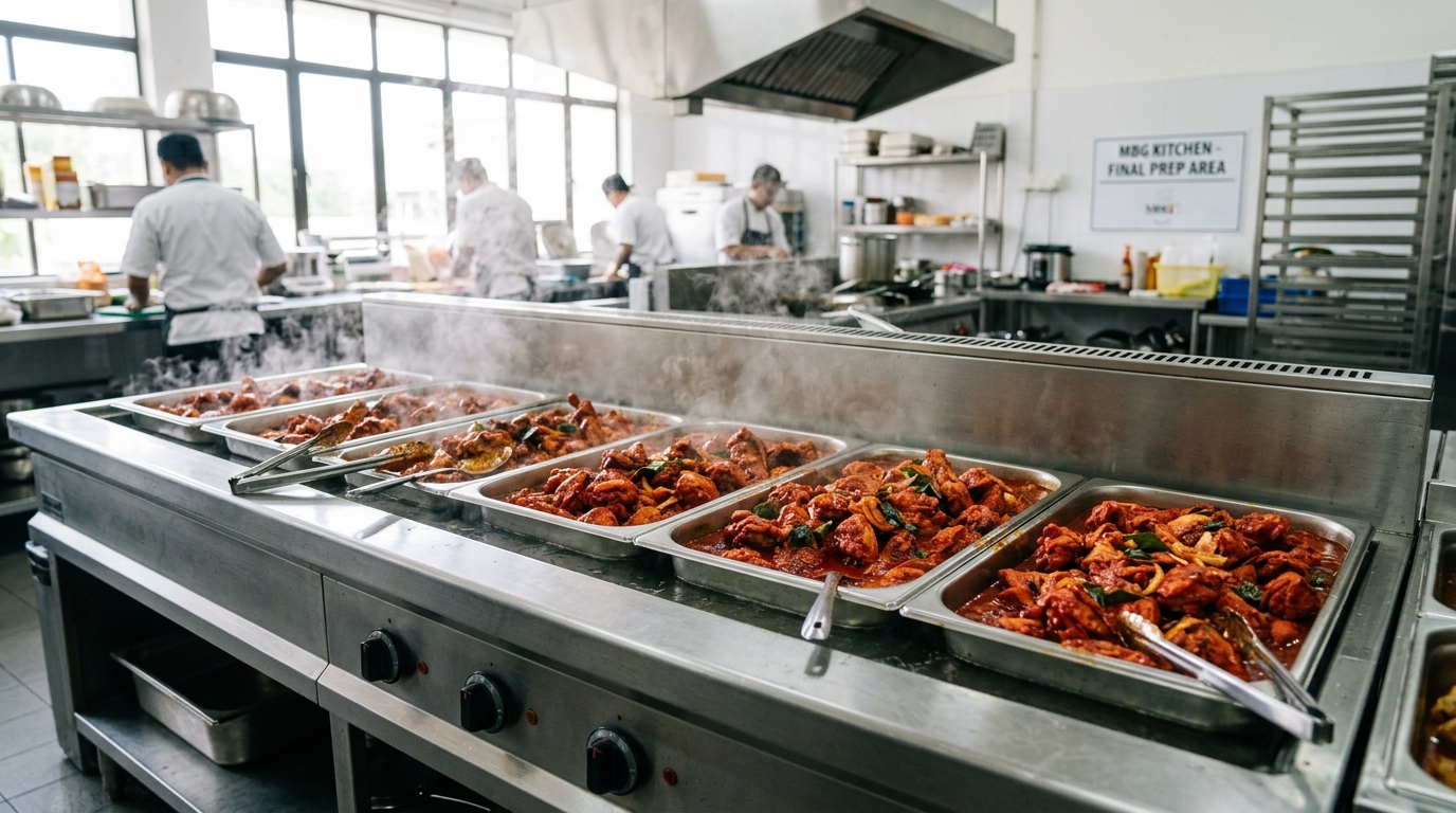 Pemeliharaan tekstur padat karkas ayam segar dari Tricik Cengkareng saat disimpan dalam instalasi pemanas Bain-Marie Dapur MBG