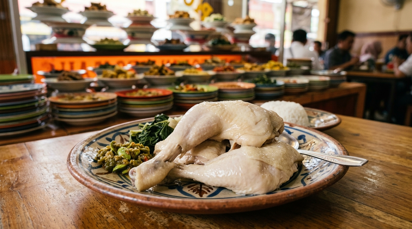 Karkas ayam broiler segar dari Tricik Cengkareng menjaga kulit ayam pop tetap utuh sempurna untuk etalase masakan restoran Padang