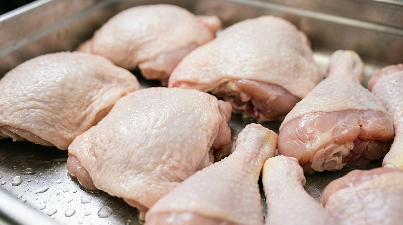 Potongan ayam parting mesin presisi dari Tricik yang aman dari serpihan tulang untuk bahan baku bisnis ayam geprek.