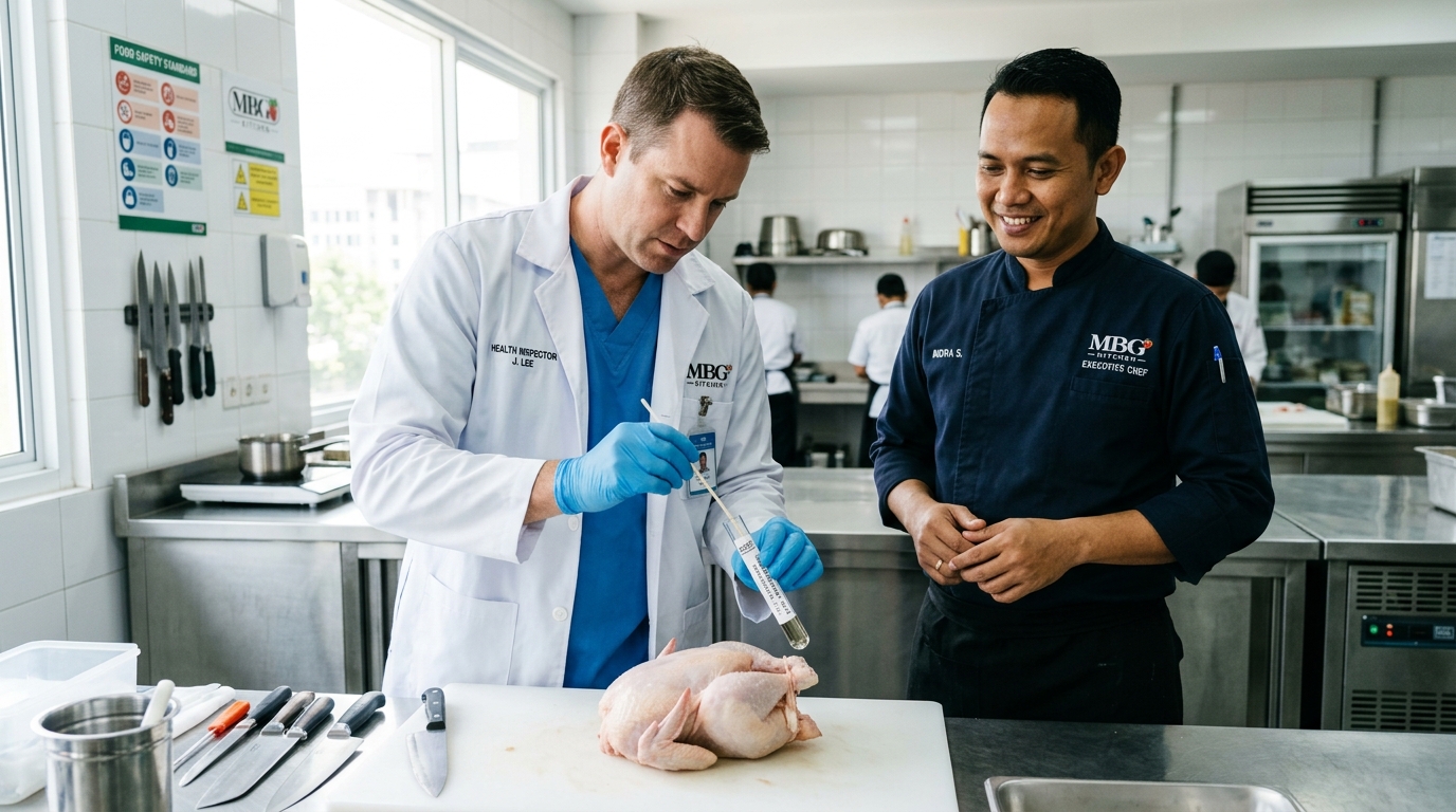 Kesiapsiagaan Dapur MBG dalam menghadapi uji sampling laboratorium inspeksi kesehatan berkat jaminan keamanan bakteriologis ayam segar Tricik
