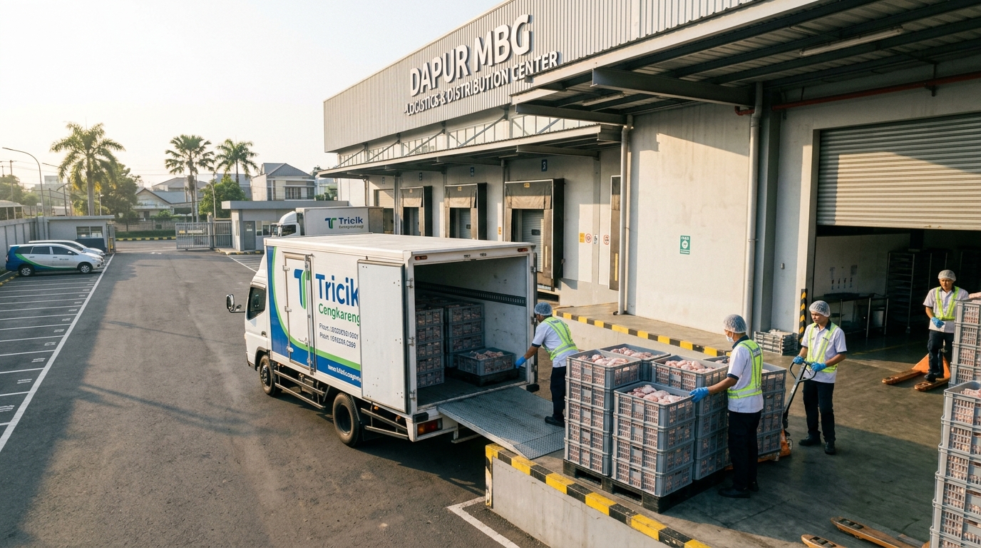 Sistem manajemen konsolidasi pengiriman armada B2B terpadu Tricik Cengkareng untuk mencegah kemacetan bongkar muat di loading dock Dapur MBG