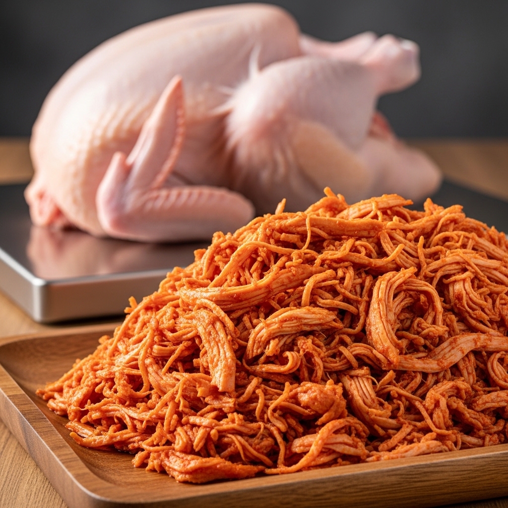 Karkas ayam jumbo 1.5 kg segar dari supplier Tricik menghasilkan yield daging ayam suwir yang melimpah dan tetap empuk.