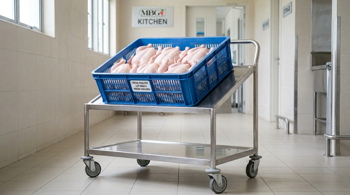 Pemeliharaan dan pencegahan karat pada aset troli stainless Dapur MBG dengan menggunakan ayam segar kesat anti-bocor dari pasokan Tricik
