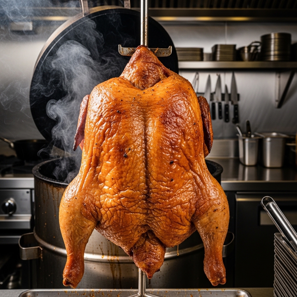 Karkas ayam segar utuh 1.2 kg dari Tricik yang diolah menjadi ayam asap juicy untuk bisnis tenda tong krans.