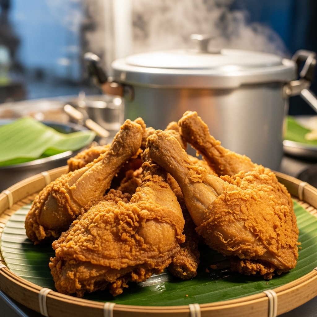 Potongan ayam presto tulang lunak utuh dan padat menggunakan karkas segar Tricik untuk bisnis tenda kaki lima.