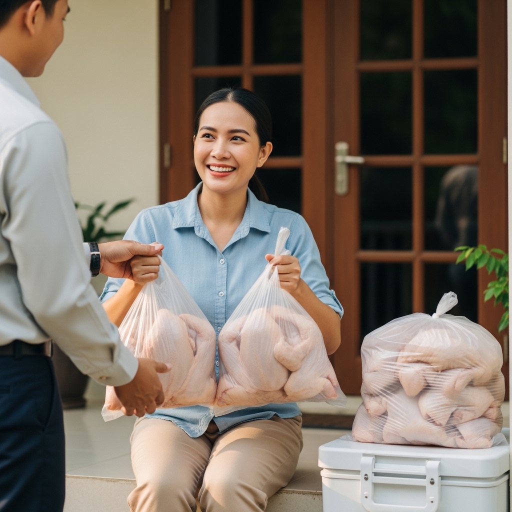 Peluang bisnis reseller ayam potong segar di Jakarta Barat tanpa modal freezer besar dengan dukungan logistik pengiriman pagi Tricik Cengkareng