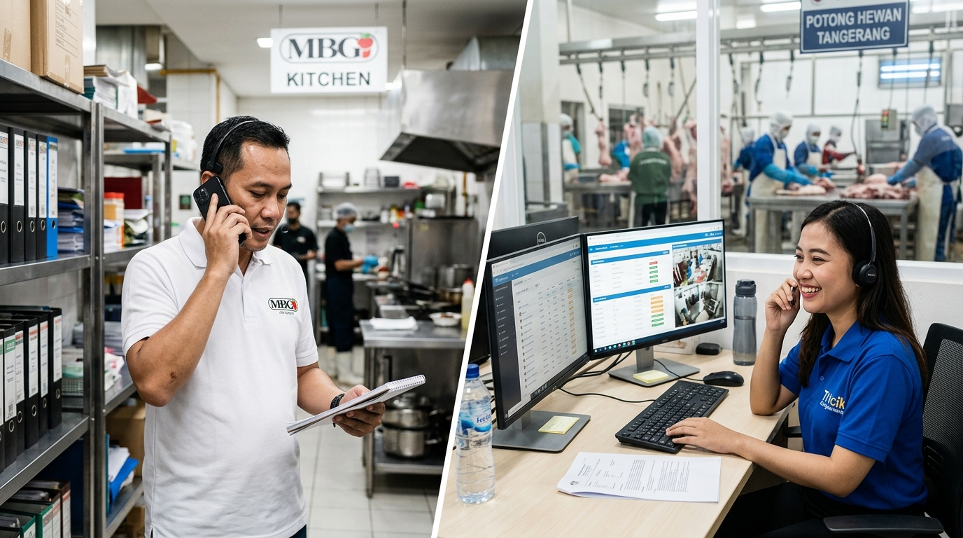Sistem komunikasi satu pintu resolusi konflik B2B untuk menanggapi komplain dan kendala logistik Dapur MBG dengan cepat bersama Tricik Cengkareng