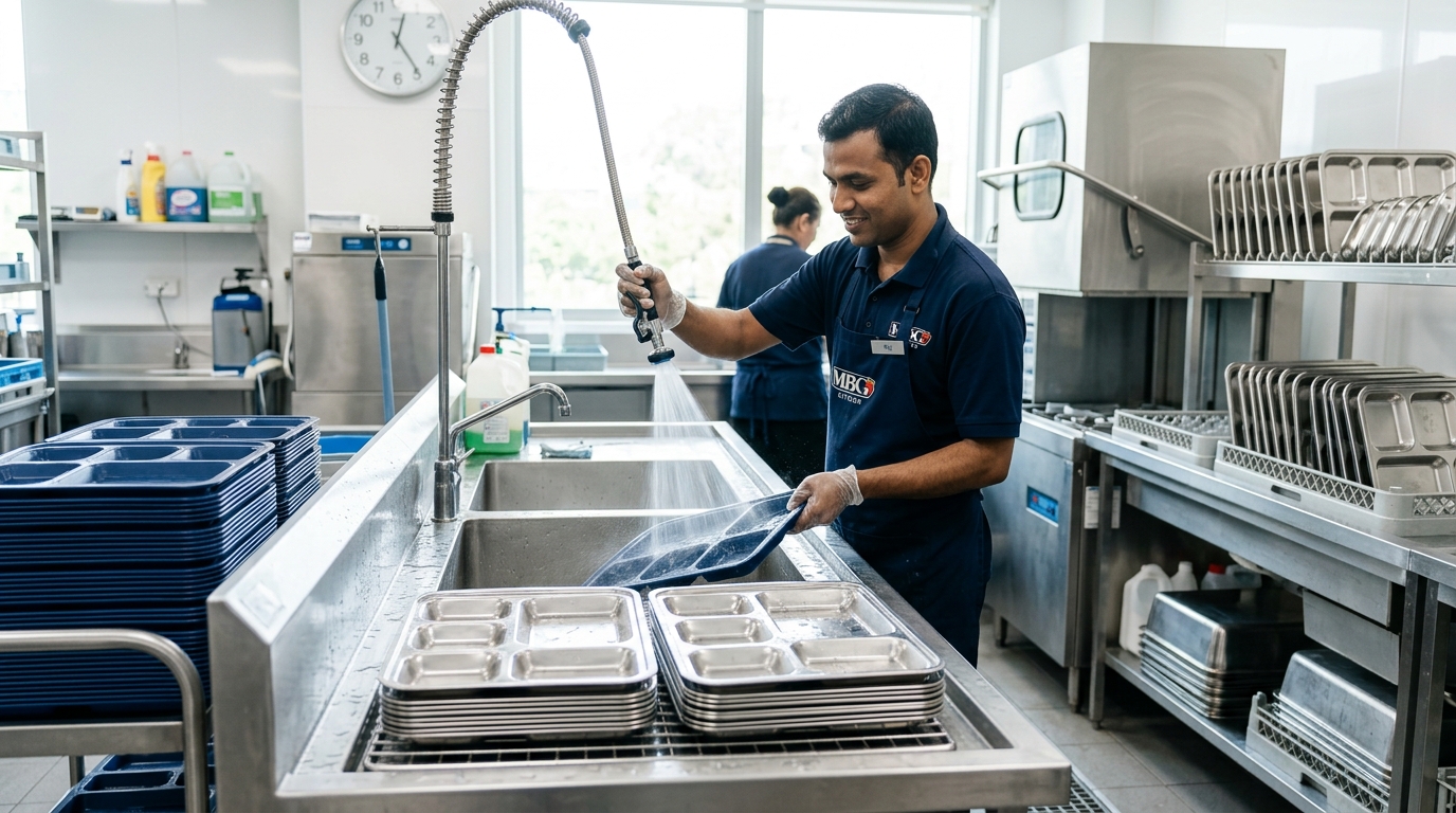 Efisiensi sanitasi kotak bekal pakai ulang Dapur MBG dari noda minyak dan bau amis membandel berkat penggunaan lauk ayam segar Tricik Cengkareng