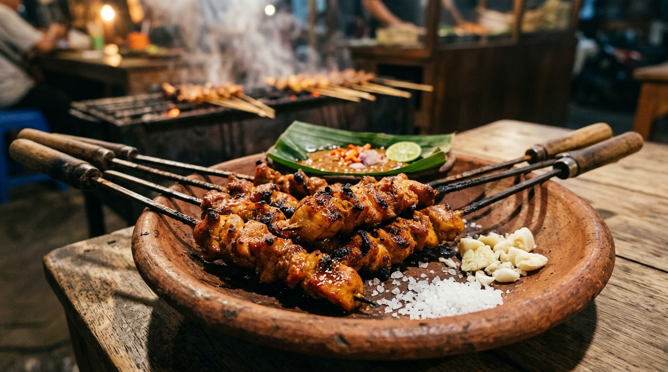 Sate klatak ayam gurih alami menggunakan bahan baku daging fresh chilled tanpa beku dari supplier B2B Tricik Cengkareng