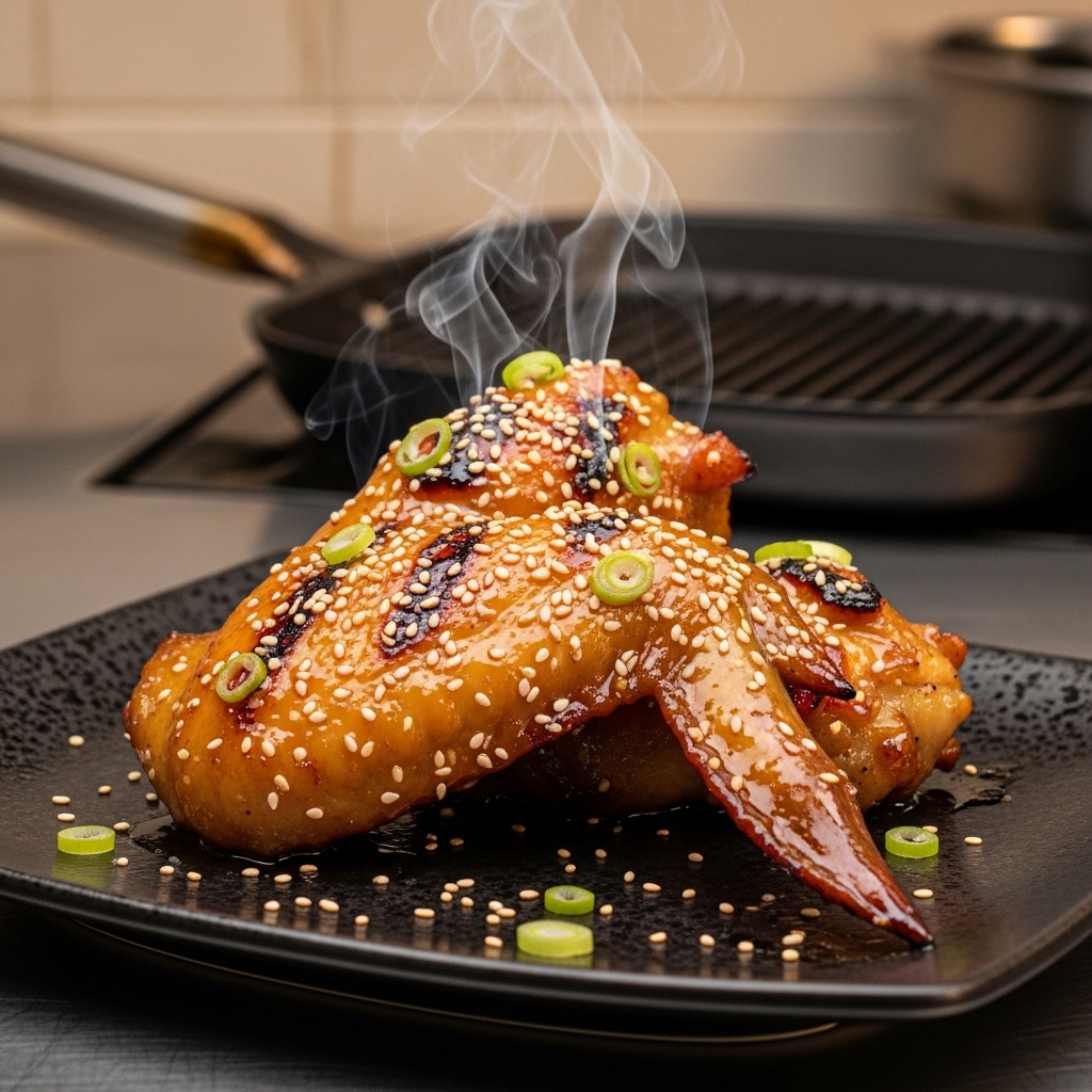 Sayap ayam utuh segar bakar madu yang matang merata tanpa gosong menggunakan pasokan bahan baku dari distributor Tricik Cengkareng untuk restoran B2B