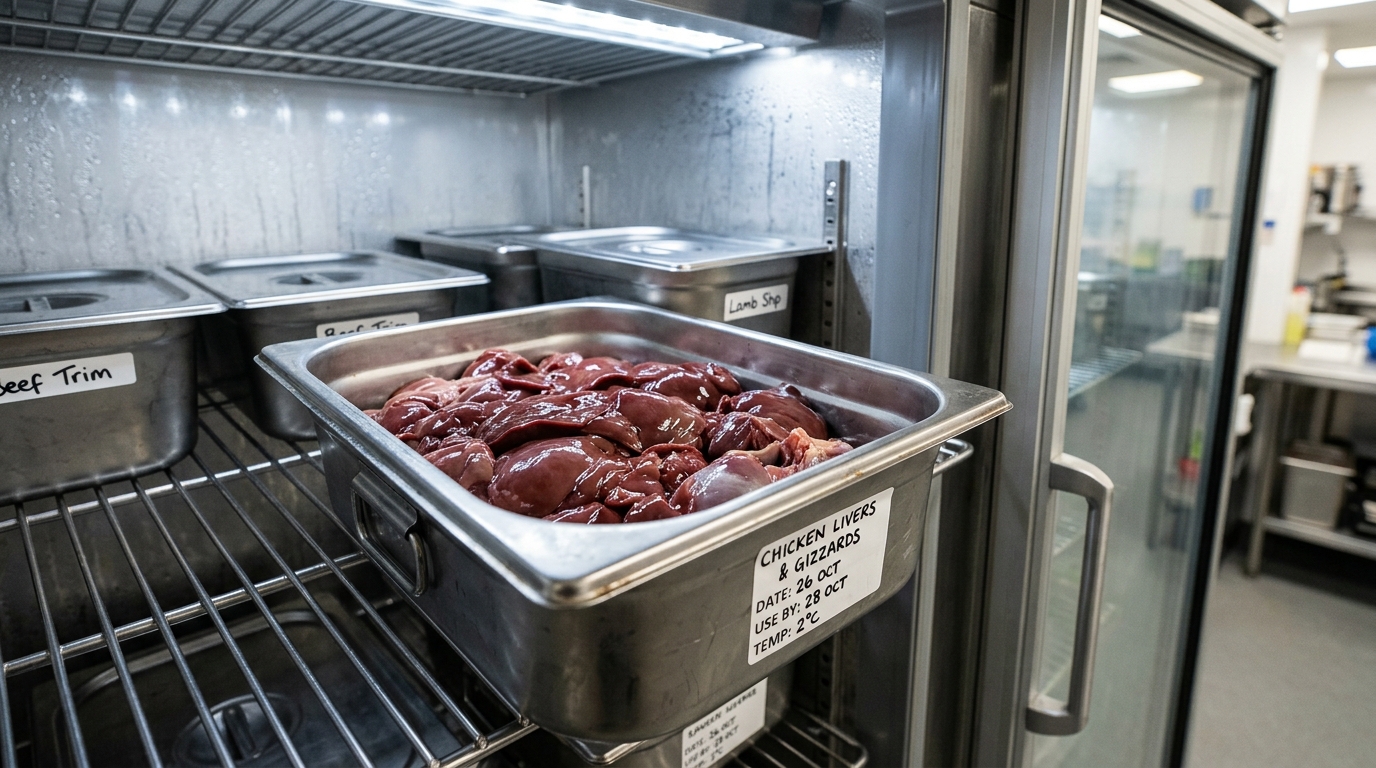 SOP penyimpanan hati ampela ayam utuh fresh daily di chiller restoran menggunakan suplai higienis dari Tricik Cengkareng.