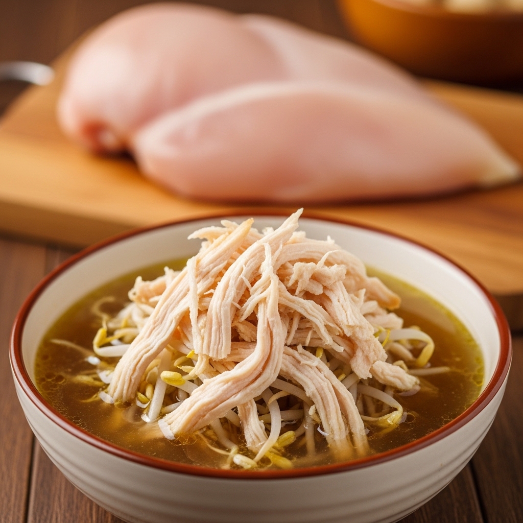 Trik suwiran halus dada ayam mentah segar Tricik Cengkareng yang digoreng mengembang untuk efisiensi porsi Soto Kudus restoran B2B