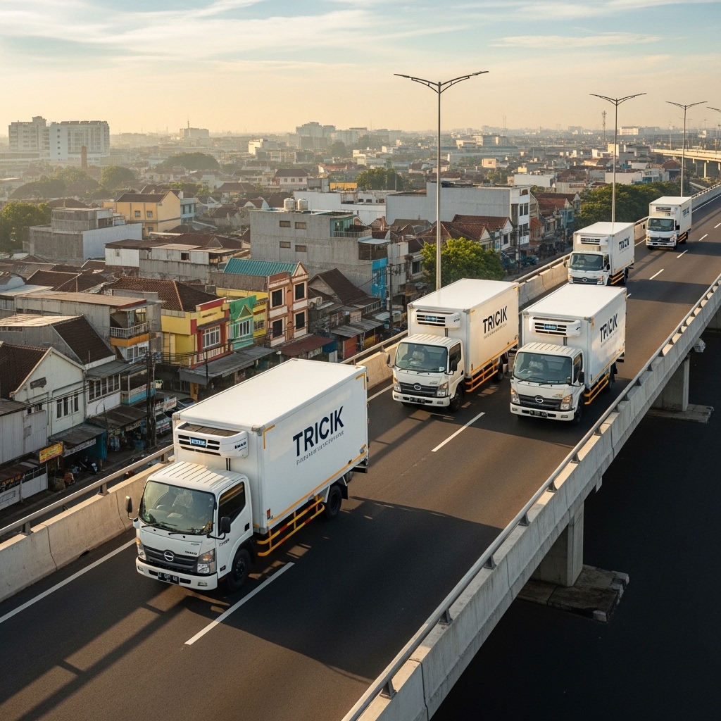 Armada pengiriman logistik hyper-local Tricik Cengkareng mendistribusikan ayam potong segar fresh daily ke restoran B2B di kawasan Jakarta Barat