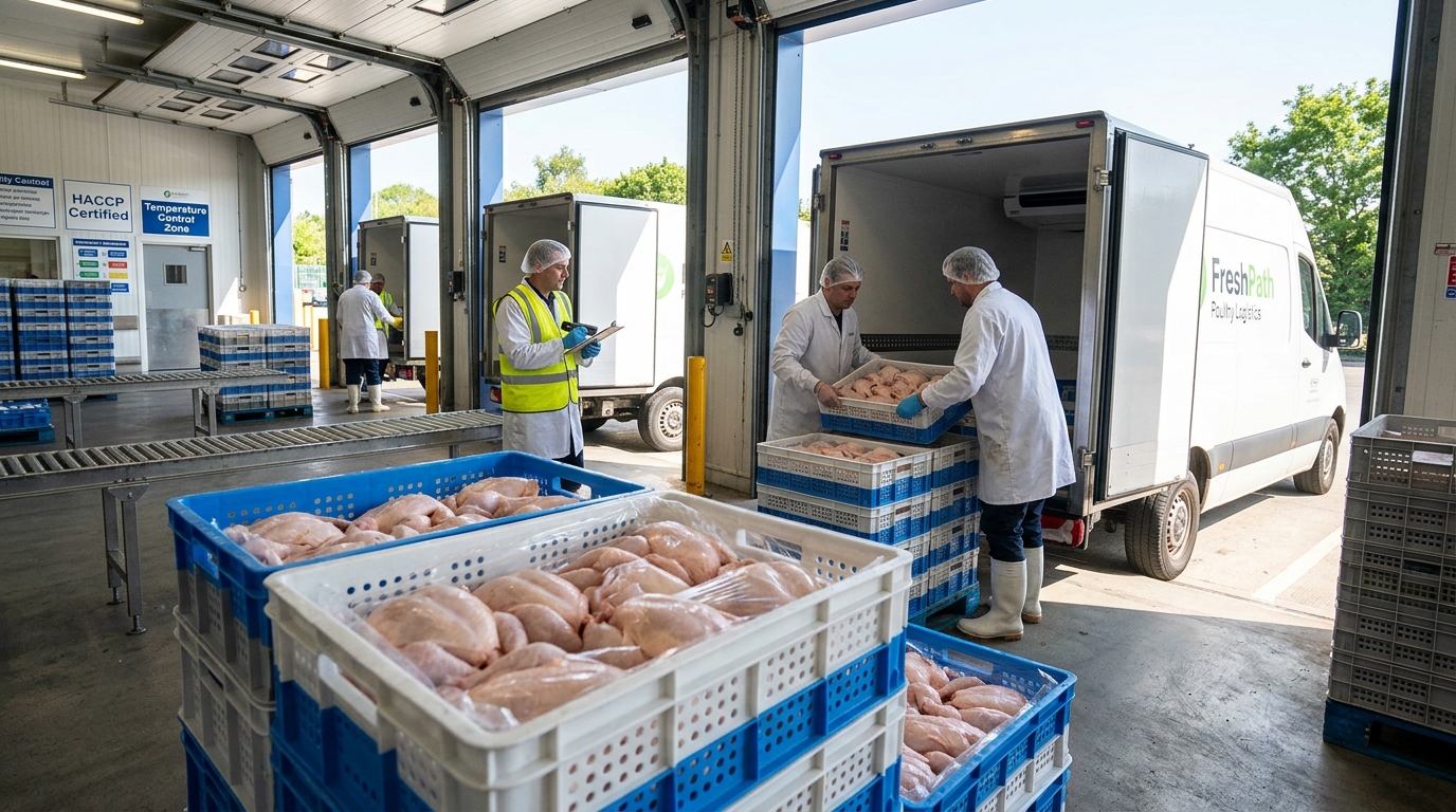 Fasilitas distribusi dan pengiriman supplier ayam B2B Tricik fresh daily di Cengkareng Jakarta Barat.