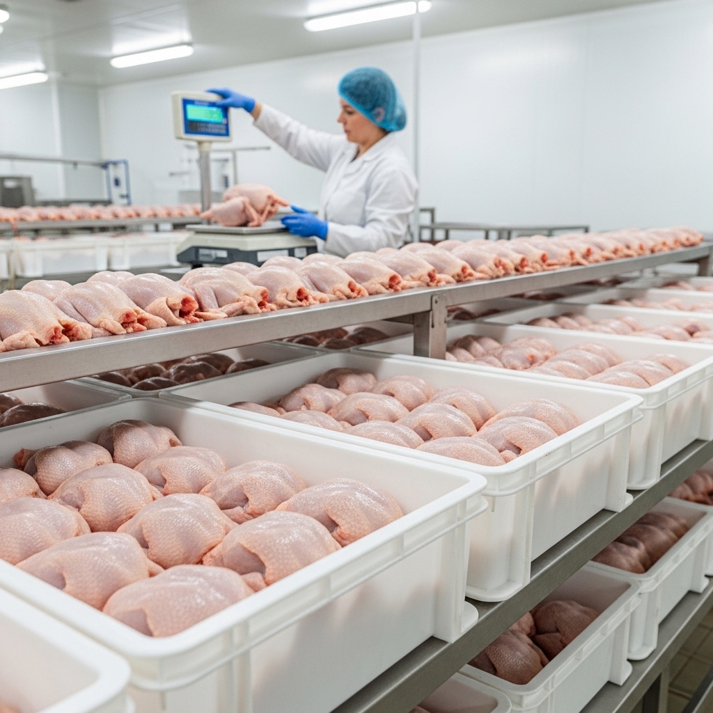 Supplier ayam karkas Tricik memastikan ukuran presisi untuk kebutuhan bahan baku bisnis franchise fried chicken lintas cabang.