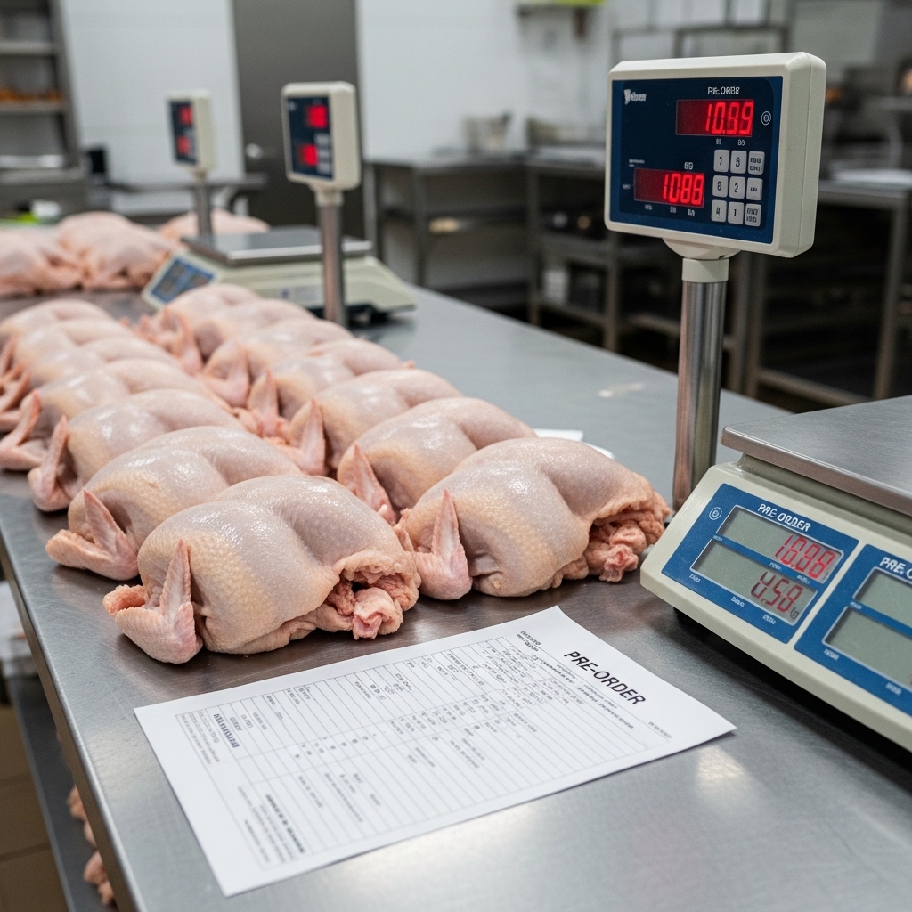 Supplier ayam potong segar Tricik Cengkareng menjamin grading ukuran presisi untuk franchise fried chicken melalui PO H-1.