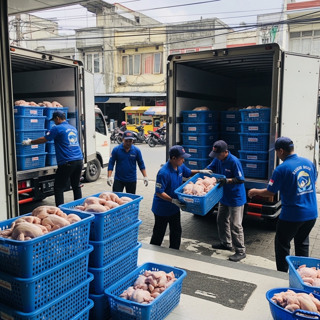 Layanan pengiriman supplier ayam Jakarta Barat Tricik memberikan gratis ongkir 10 km untuk restoran dan UMKM.
