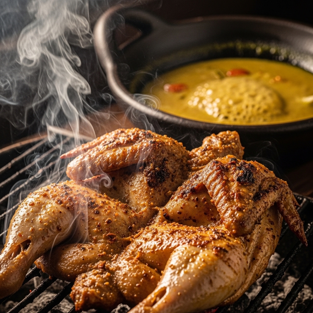 Karkas ayam potong segar Tricik Cengkareng yang dibakar arang untuk menu masakan tradisional Ayam Lodho Tulungagung restoran B2B