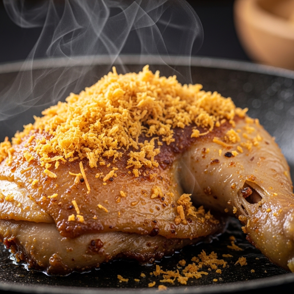 Porsi ayam serundeng bumbu meresap sempurna menggunakan karkas potong segar dari distributor Tricik Cengkareng untuk bisnis kuliner B2B