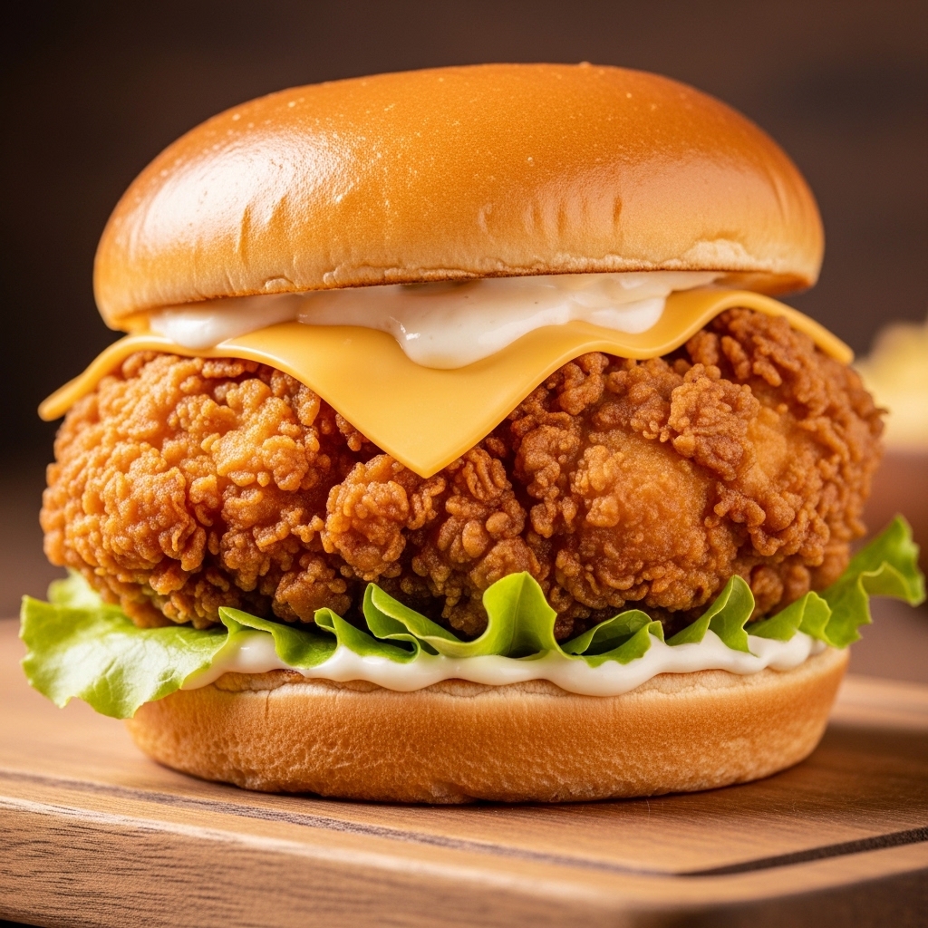 Patty burger ayam crispy super juicy berbahan boneless paha ayam potong segar dari Tricik Cengkareng untuk menu andalan restoran B2B