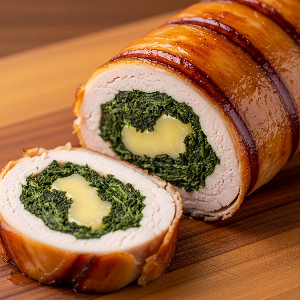 Hasil gulungan Chicken Roulade yang mengkilap dan anti bocor menggunakan boneless paha skin-on segar dari Tricik Cengkareng untuk restoran Western B2B