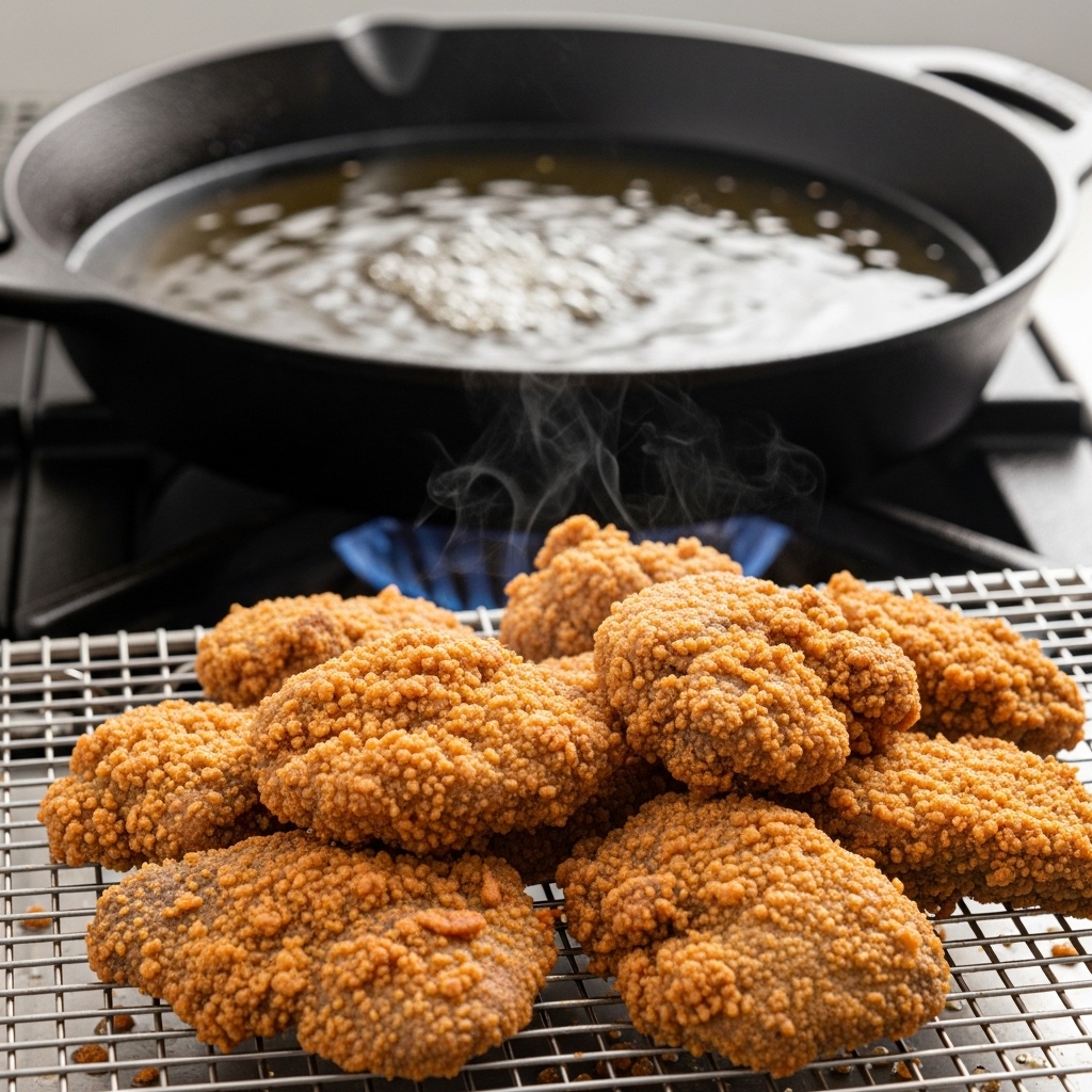 Teknik aman menggoreng hati ayam segar Tricik Cengkareng berbalut tepung agar tidak meletup di minyak panas untuk menu restoran B2B