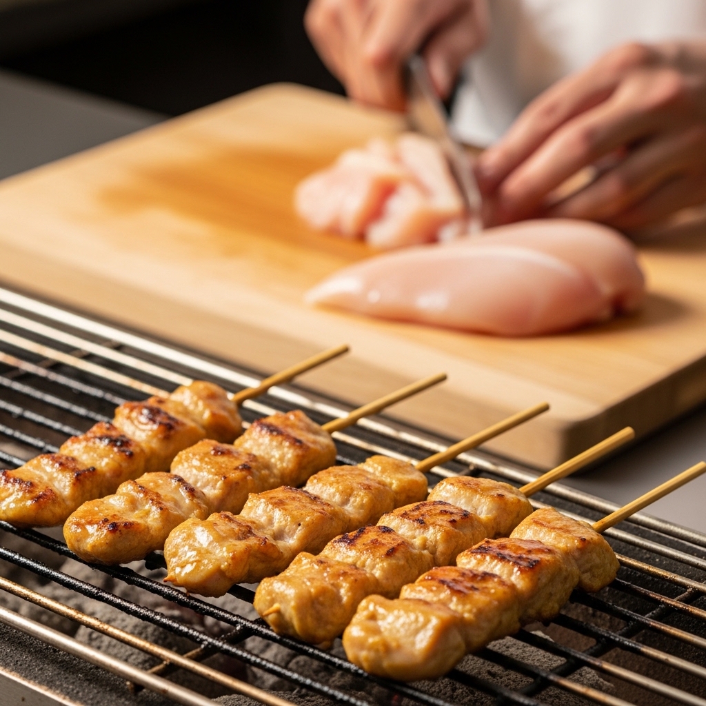 Trik irisan pipih melebar pada boneless dada ayam segar Tricik Cengkareng untuk menekan HPP sate ayam 15 gram di restoran B2B