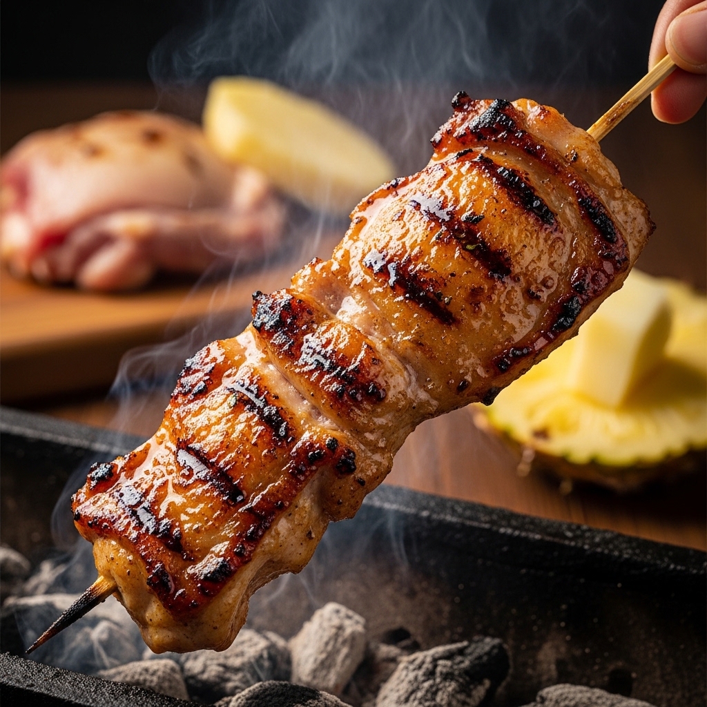 Potongan boneless paha segar Tricik Cengkareng yang dimarinasi nanas untuk menu Sate Maranggi ayam bertekstur empuk bagi restoran B2B