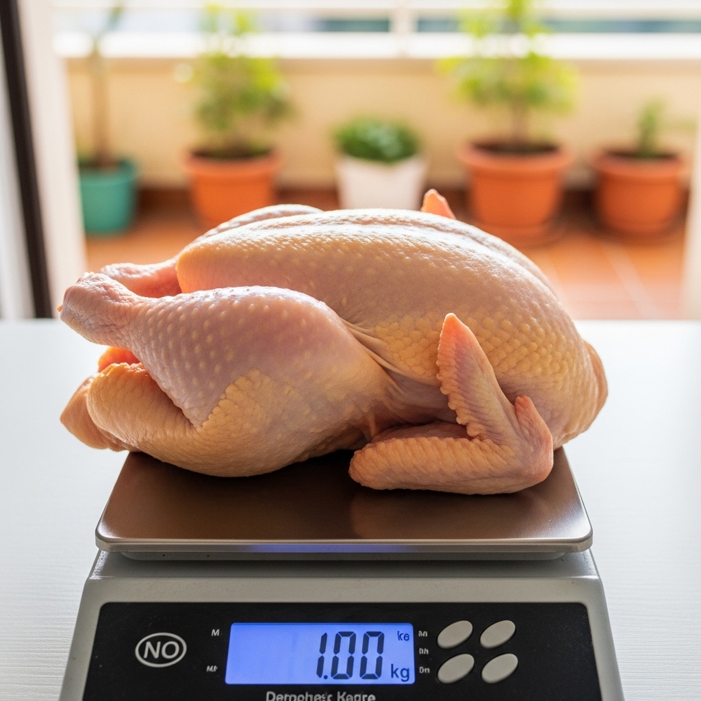 Pembuktian karkas ayam potong segar fresh daily Tricik Cengkareng murni tanpa susut air es saat ditimbang ulang oleh agen perumahan B2C