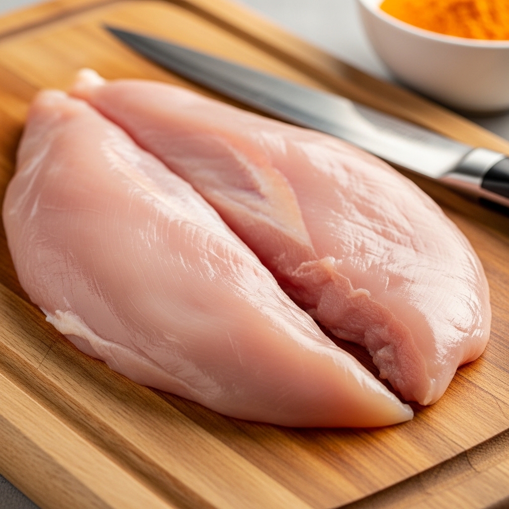 Hasil teknik butterfly cut pada boneless dada ayam segar padat dari Tricik Cengkareng untuk menu street food XXL crispy chicken B2B