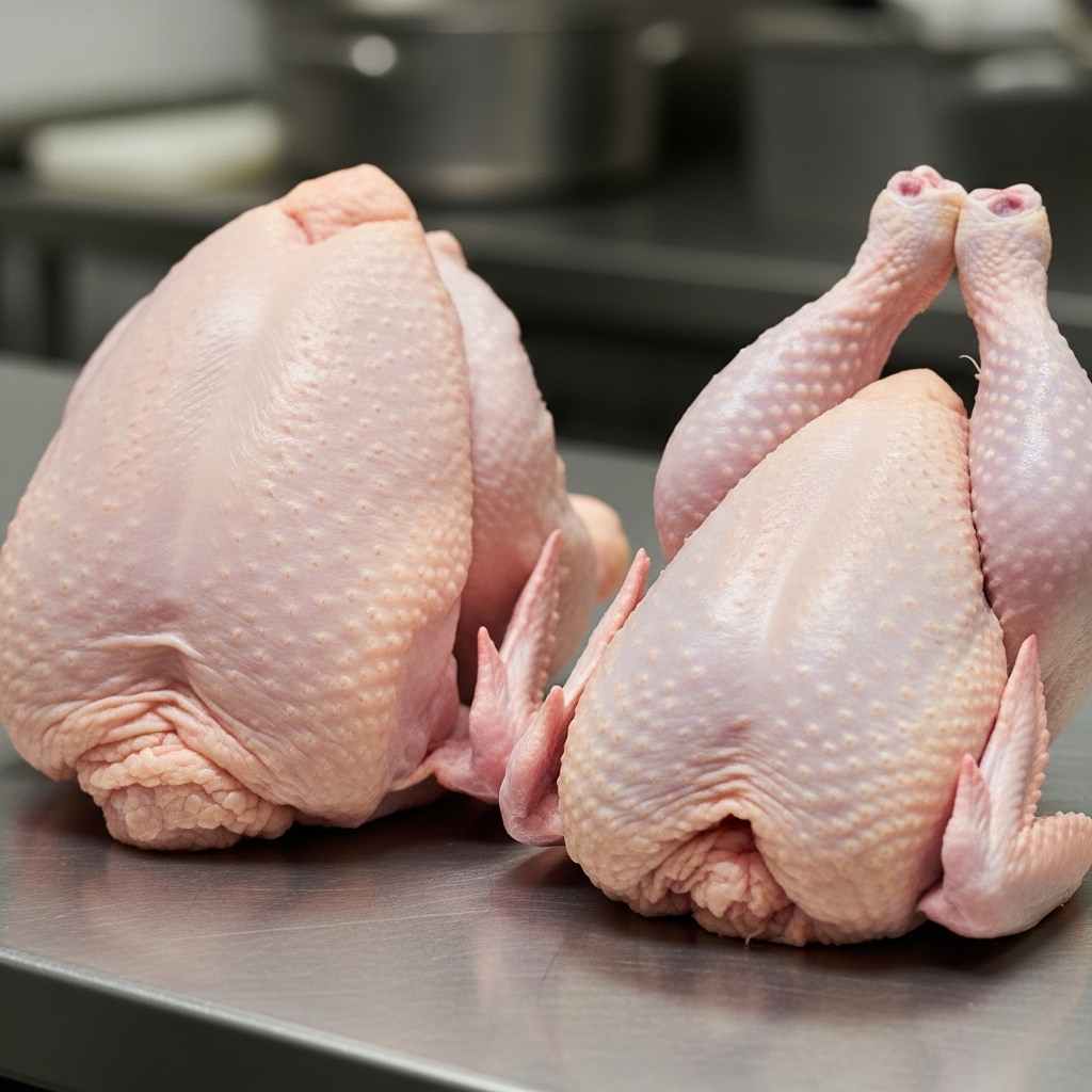 Perbandingan anatomi karkas ayam broiler Cobb dan Ross dari supplier Tricik untuk maksimalkan yield restoran.